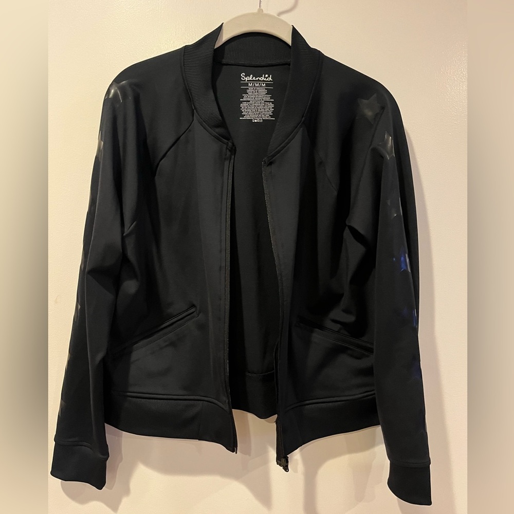 Splendid Black Bomber Jacket with Stars NWOT